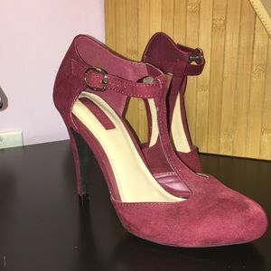 Mary Jane Faux Suede Heels